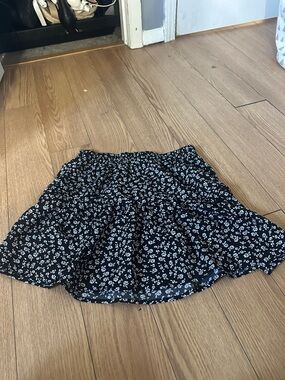 Black Floral Tiered Mini Skirt